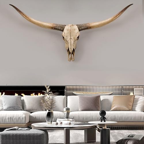 70-Inch Longhorn Cow Skull Wall Sculpture