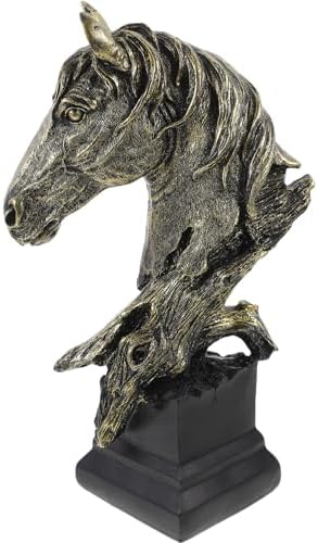 LUOZZY Retro Horse Head Figurine Realistic Statue for Home Office Decor