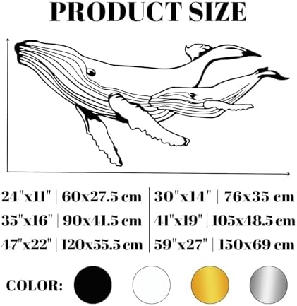 Blue Whale Metal Wall Art 30x14 Inch Decor