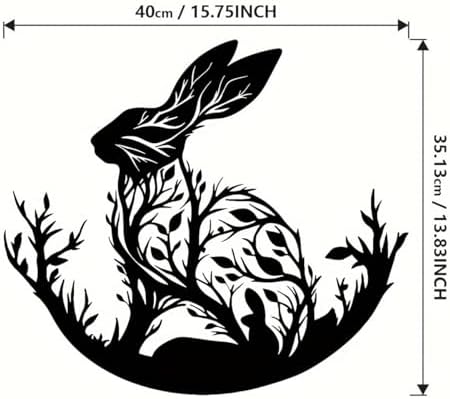 Black Metal Rabbit Wall Sculpture Decor