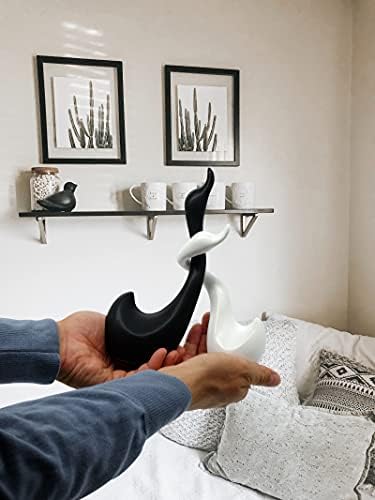 Loving Swans Decorative Pair - 9 Inch Handmade Ceramic Sculpture Set