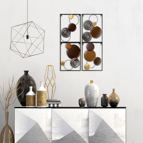 Tandefio 4 Pcs Round Metal Wall Art Sculpture Decor