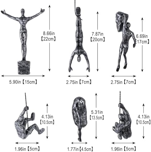 Set of 6 Climbing Man Wall Art Sculptures