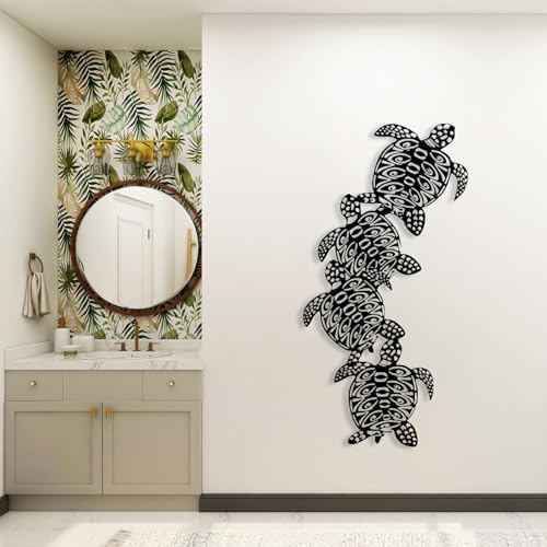 Haass Sea Turtle Metal Wall Art Decor Silver 24 x 12 in