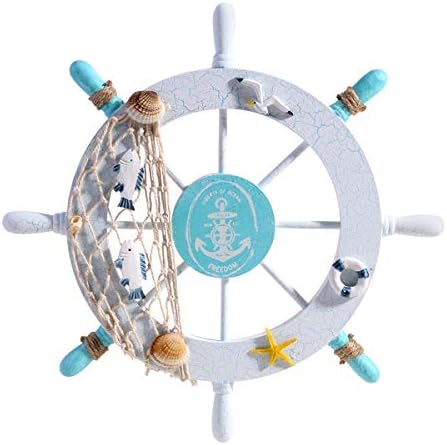 Tvoip 11 Inch Nautical Wooden Steering Wheel Wall Decor