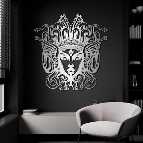 Medusa Metal Wall Art 23x24 Inch Black