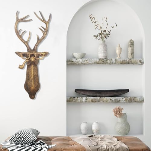 Deer Wall Sculpture Resin Animal Head Decor Rustic Wall Art for Home Office Living Room