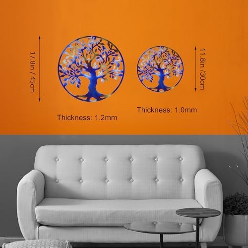Heat-Blued Metal Tree of Life Wall Sculpture 118 Round Spiritual Decor