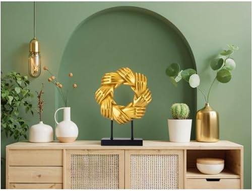 Unique Handshakes Sculpture Statue Gold Decor
