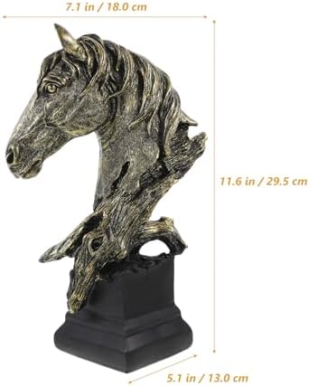 LUOZZY Retro Horse Head Figurine Realistic Statue for Home Office Decor