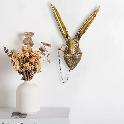 ONERWN Faux Rabbit Head Wall Decor Sculpture