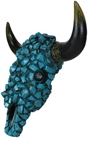 Ebros Gift Turquoise Mosaic Cow Skull Wall Decor