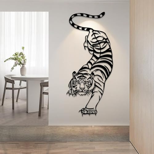 Tiger Metal Wall Art Decor Durable Wildlife Sculpture for Home