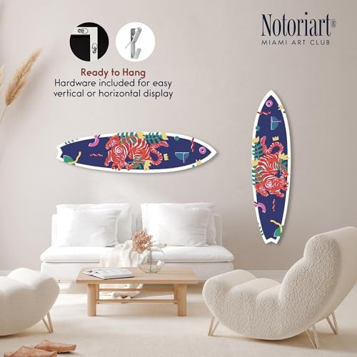 Crimson Tiger Surfboard Acrylic Wall Art Set