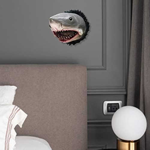 WOBBLO Shark Head Wall Sculpture 3D Resin Decor Cute Realistic Wall Mount