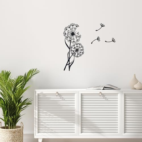 Urbraneco 4PCS Dandelion Wall Decor Black