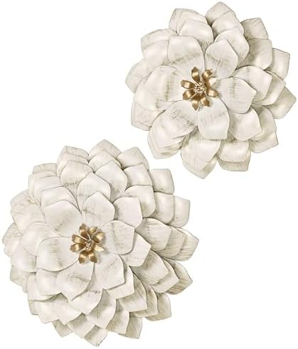 Flower Blossoms Wall Art Ivory Gold Set of 2