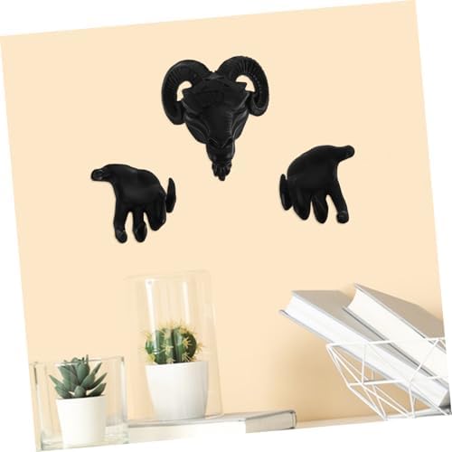 PRETYZOOM Halloween Sheep Head Wall Decor Gothic Resin Skull Art