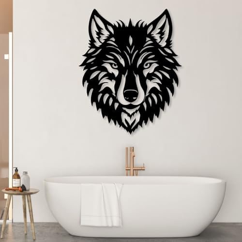 Hotuijxca Wolf Metal Wall Art Sculpture 24x19in