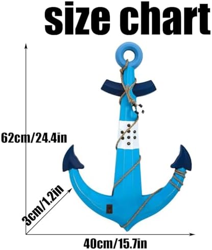 Rustic Wooden Ship Anchor Wall Sculpture - Nile Blue