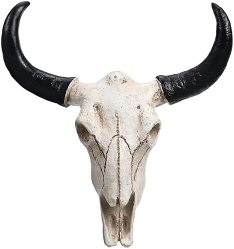SEWACC Skull Wall Decor Long Horn Cow Skull Wall Hanging Ornament for Home