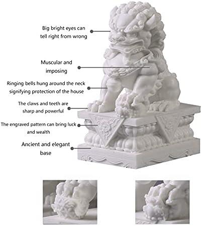 Pair of Large Marble Foo Dogs Statues for Home and Office