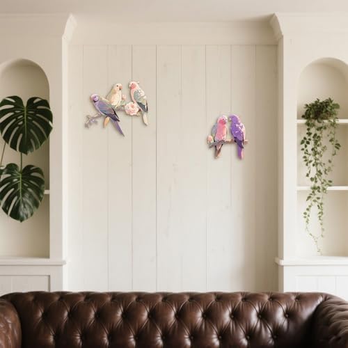 Retro Purple Parrot Wall Sculptures Set of 5