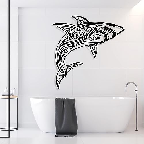 Cadeali Metal Shark Wall Art Decor 185x295 Black