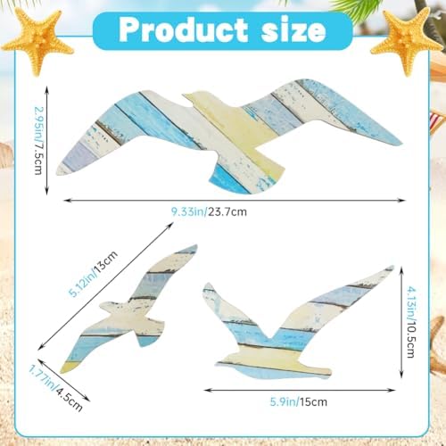Wooden Seagull Wall Decor 3 Piece Set