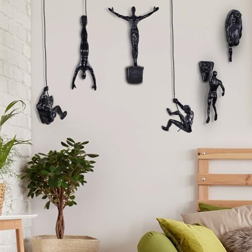 Set of 6 Climbing Man Wall Sculptures