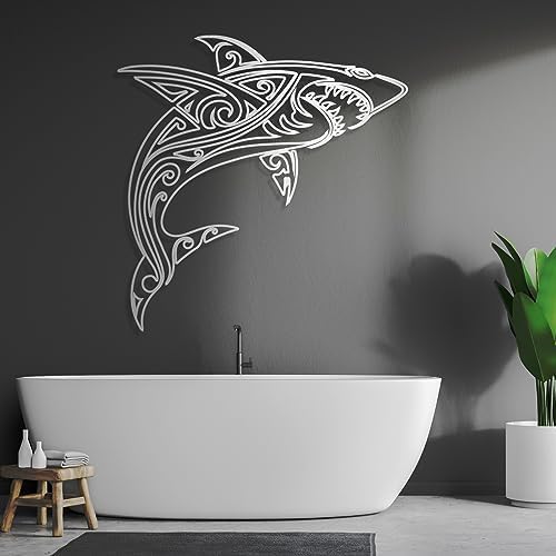 Cadeali Metal Shark Wall Art Decor 185x295 Black