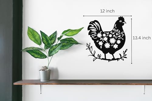 SHIMANY Black Metal Chicken Wall Sculpture