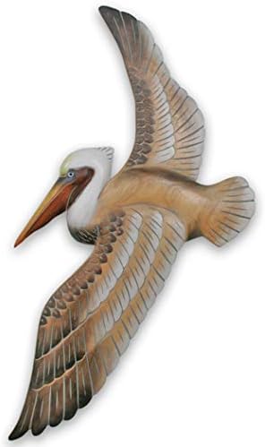 Hand-Carved Wood Flying Pelican Wall Decor