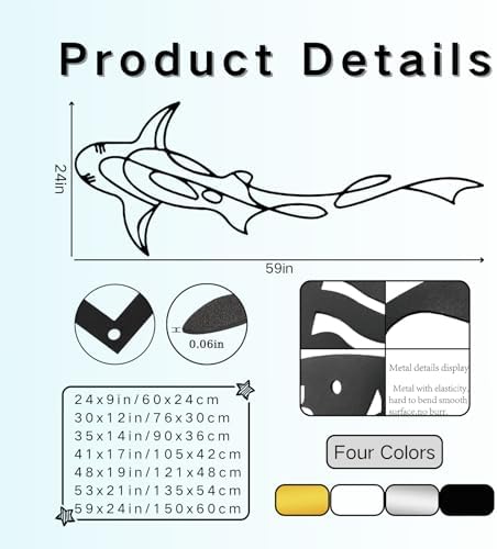 Shark Metal Wall Art Modern Ocean Life Decor