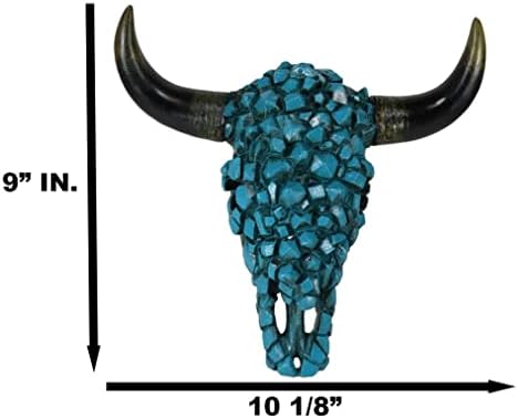 Ebros Gift Turquoise Mosaic Cow Skull Wall Decor
