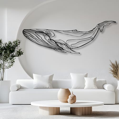 Blue Whale Metal Wall Decor 24x8 Inch