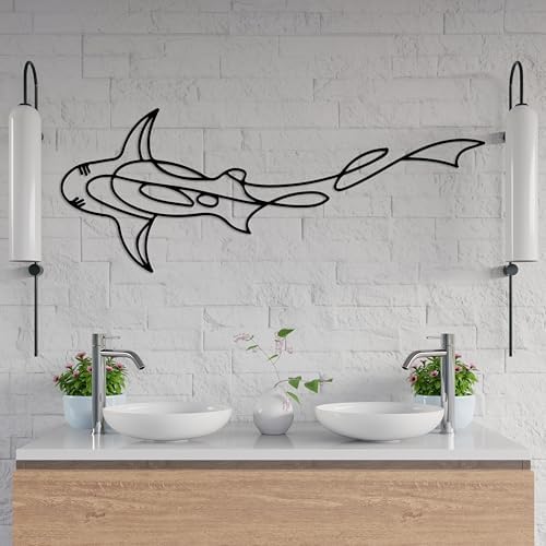 DecoSoul Metal Shark Wall Art Modern Nautical Decor