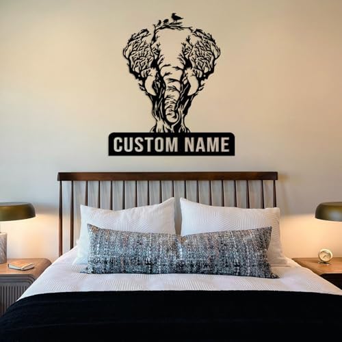FaosTEQ Custom Elephant Metal Sign - Flower Wall Decor