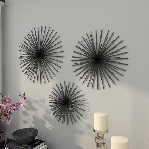 Deco 79 3D Metal Wall Sculpture Set of 3 Black