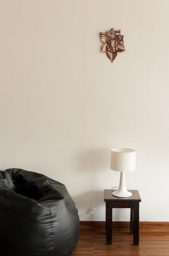 Decorative Lord Ganesha Wall Hanging with Copper Finish Maple Leaf Design
