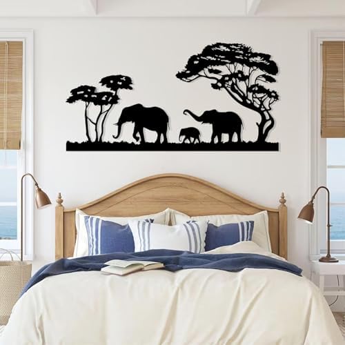 Veplsur Elephant Family Metal Wall Art Modern Safari Sculpture