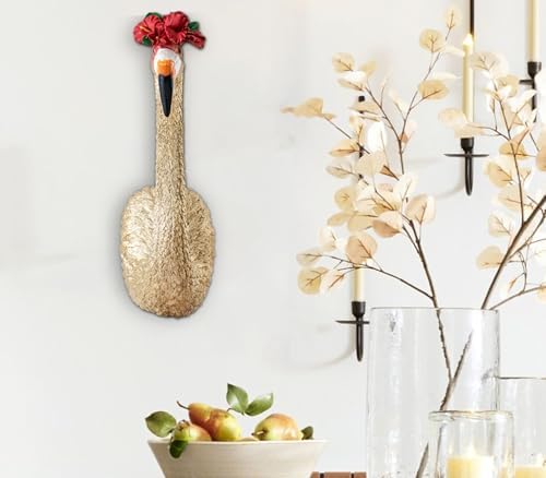 GABROC Gold Wall Decor - Large Resin Flamingo Sculpture for Hanging