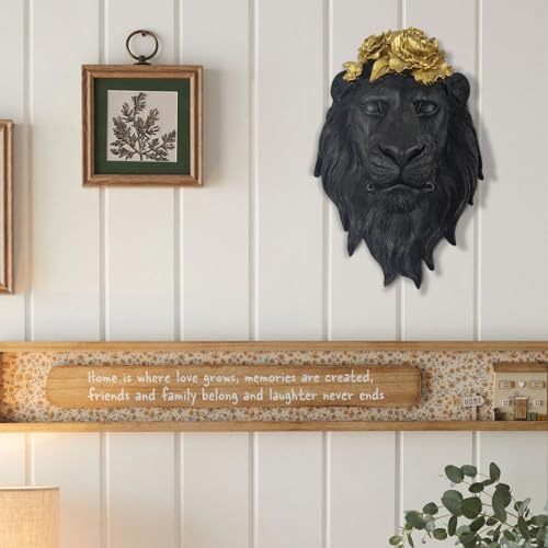 GUSFREUD Unique Animal Head Wall Decor - Faux Lion Sculpture for Home Office and Bedroom