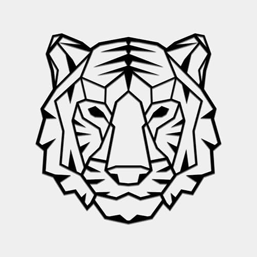 BONPERLA Geometric Tiger Head Wall Art Modern Decor Black 6 Sizes
