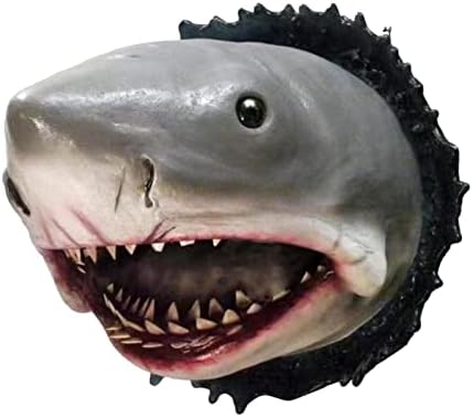 WOBBLO Shark Head Wall Sculpture 3D Resin Decor Cute Realistic Wall Mount