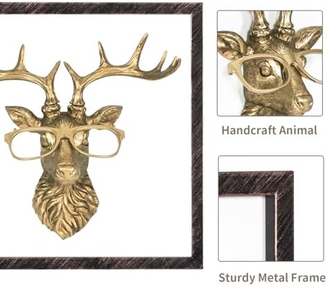 HUYIENO 4PK Animal Head Wall Decor with Gold Frame
