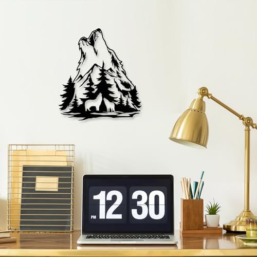 Xedatric Wolf Wall Art - 122x11 Black Metal Sculpture
