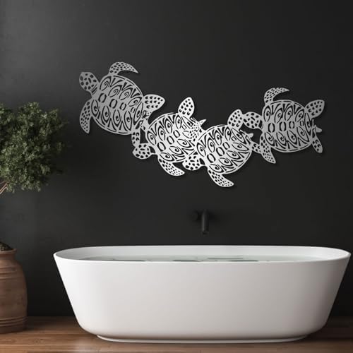 Haass Sea Turtle Metal Wall Art Decor Silver 24 x 12 in