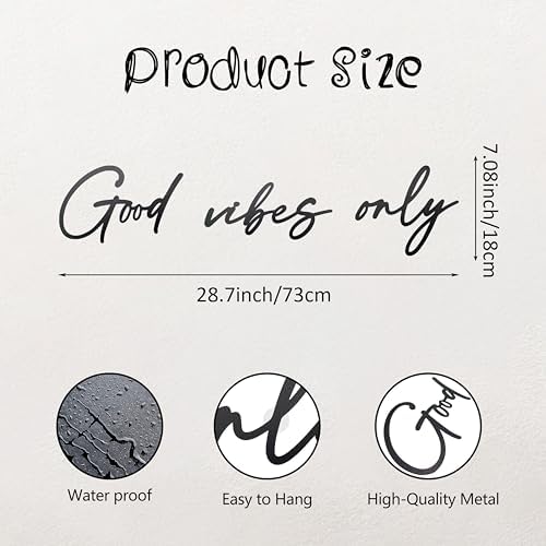Good Vibes Only Sign Black Metal Wall Art - Minimalist Decor for Home and Office