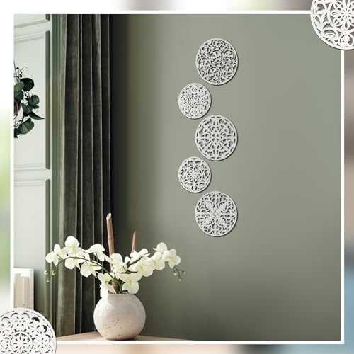 Wonderjune 5 Pcs Rustic Wall Medallion Decor